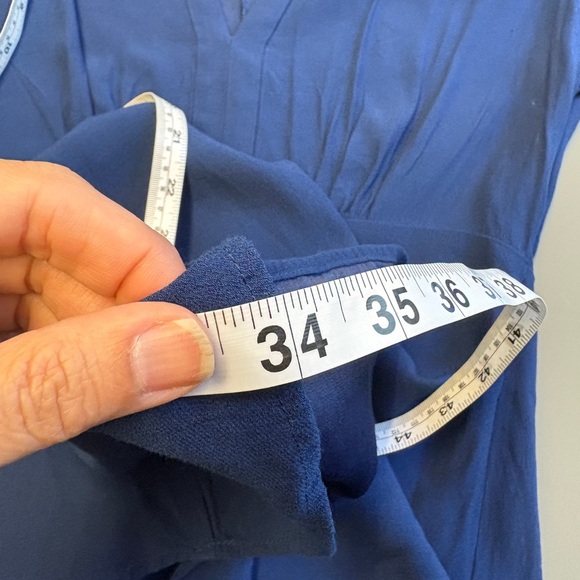 Mango Royal Blue Flared V-neck Short flutter sleeve Knee-length Dress size Small - Picture 8 of 8